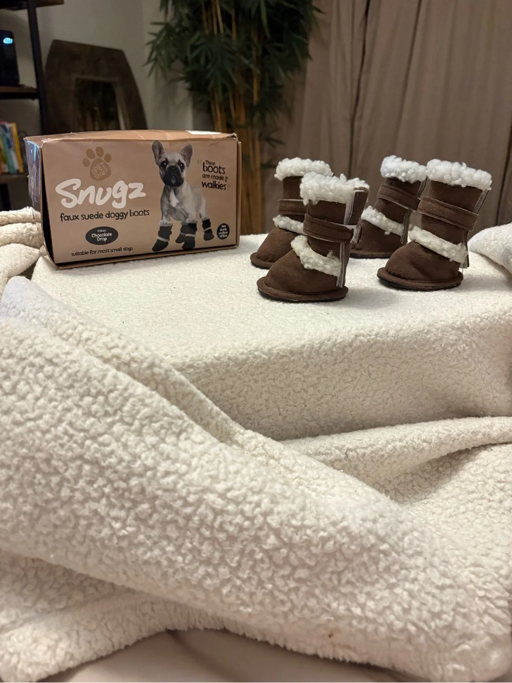 Snugz by Pet Shop Faux Suede Doggy Boots – Small Dogs – 4-Piece Set